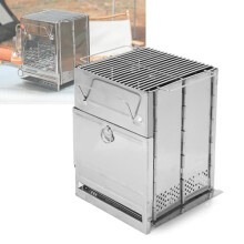 Camping Wood Burning Stove, Foldable Portable Stainless Steel Camp Stove with Case for Hiking