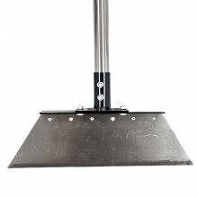 Garden Flat Shovel with Adjustable Long Handle, Metal Scraper Blade for AllSeason Yard Cleaning