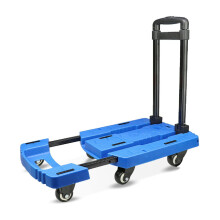 Blue Folding Hand Truck Platform Cart 6Wheel Heavy Duty 440.9LBS Telescopic Handle for Luggage Moving Travel Groceries