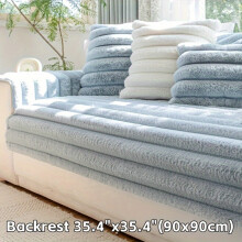 (Light Blue, Backrest 35.4"x35.4"(90x90cm)) 1pc Modern Plush Sofa Cover, Pet-Friendly Non-Slip Couch Protector, Machine Washable