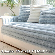 (Light Blue, 4 Seater 35.4"x82.7"(90x210cm)) 1pc Modern Plush Sofa Cover, Pet-Friendly Non-Slip Couch Protector, Machine Washable