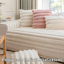 (Creamy-white, Pillow Case 45.21cm X 45.21cm(45x45)) 1pc Modern Plush Sofa Cover, Pet-Friendly Non-Slip Couch Protector, Machine Washable