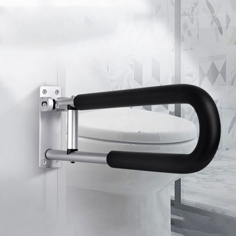 Foldable Bathroom Grab Bar 23.6 Inch Wall Mounted Toilet Safety Rail with NonSlip Grip 264lbs Capacity