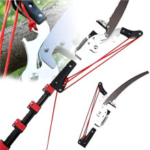 Telescopic Tree Pruner 12FT with Dual Blade System, Fast Clean Cutting Aluminum Pole Saw for Branches