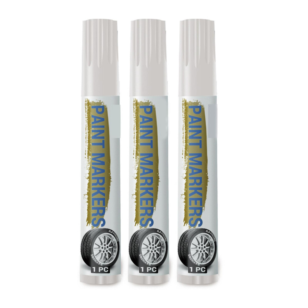 3Pcs Tire Paint Pen Set, Waterproof Tire Marker For Quick Identification And Longlasting Visibility White 9310869647607