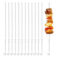 Stainless Steel Skewers, 15 Inch Kabob Skewers for Grilling, 12 Pack
