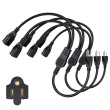 Extension Cord Splitter 1ft 1 to 2 Outlet 16 AWG Heavy Duty Y Power Cord Outdoor SJTW 3 Pack Black