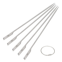 Flat Titanium BBQ Skewers 10 Inch, Kabob Skewers 5 Pack with Wire Ring for Grilling