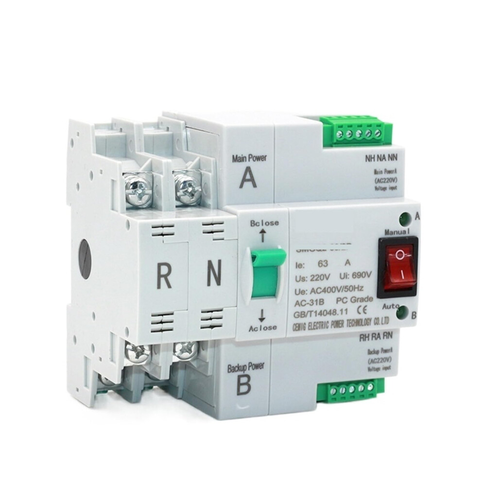 Dual Power Automatic Transfer Switch Changeover Ats 2P 16A Ac220v 35Mm Din Rail Smgq263 9310869648093