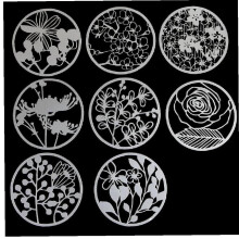 Flower Stencils for Painting 8pcs Reusable Round Floral Templates Set for DIY Paper Crafts and Decoration