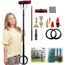 Water Fed Window Cleaning Pole Telescopic Brush for Solar Panels 7.2m/24FT