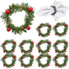 Set of 12 Rustic with Red Berry Green for Wedding Dinner Party Table Decoration Red and