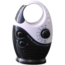 Draagbare doucheradio met ingebouwde luidspreker, ophangsysteem en waterdichte constructie, AM/FM-ontvangst, ideaal voor in de douche of badkamer.