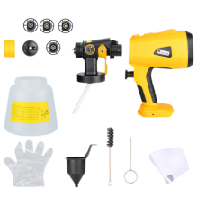 HVLP-Farbspritzpistole für Dewalt-Akkus, kabelloser Akkubetrieb, 3 Spritzmuster, bürstenloser Motor, Staubblas- und Reinigungsfunktion