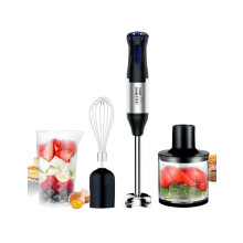 Handmixer met krachtige motor en titanium messen voor ongeëvenaard vermogen, zelfs bij harde ingrediënten. Eenvoudig schoon te maken dankzij de