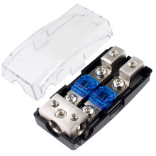 Car Audio Fuse Holder 60A AFS Distribution Block Zinc Alloy Dual Way Waterproof Transparent Housing