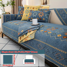 (Blue, Single Seat Sofa Cover 35.4*35.4in (90*90cm)) Geometric Jacquard Design - Bohemian Chenille - Pet-Friendly & Non-Slip Sofa Cover