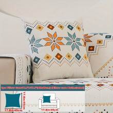 (White, Pillow Case 17.8*17.8in (45*45cm)) Geometric Jacquard Design - Bohemian Chenille - Pet-Friendly & Non-Slip Sofa Cover