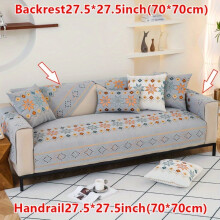 (Grey, Backrest Or Armrest 27.5*27.5in(70*70cm)) Geometric Jacquard Design - Bohemian Chenille - Pet-Friendly & Non-Slip Sofa Cover