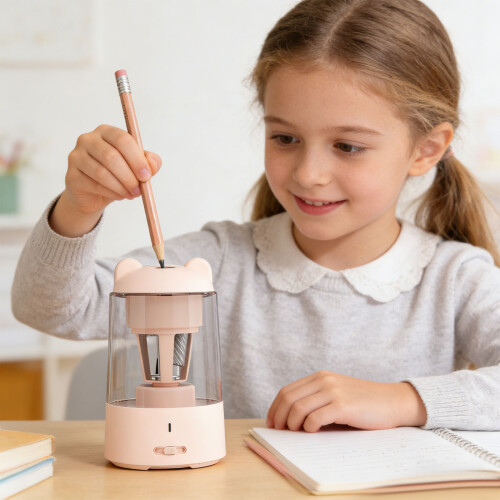 Hands Free Electric Pencil Sharpener Offering 3-apricot 2