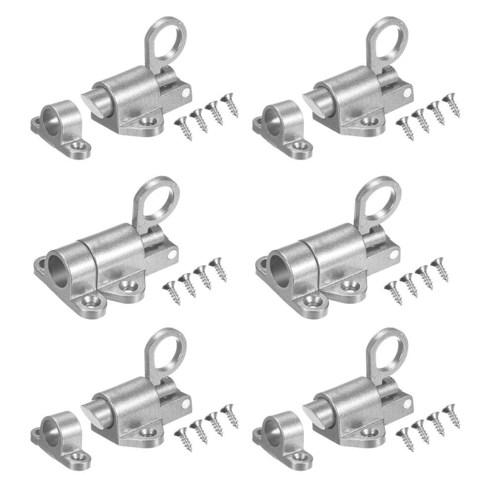 6Pack Aluminum Alloy Self Closing Gate Latch With Screws, Automatic Locking Waterproof Door And Window Latch Silver 9310869693055