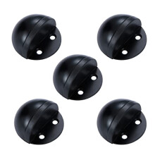 5PCS Stainless Steel Floor Door Stopper Black Half Dome NoDrill Adhesive Noise Reduction Design