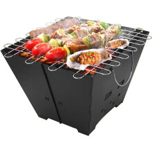 Portable Charcoal BBQ Grill Stainless Steel Foldable Tabletop Grill for Outdoor Camping Picnic Cooking 25 People