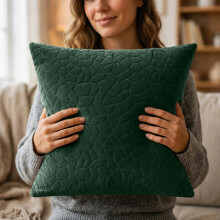 (1X, Emerald) Velvet Embossed Pebble Filled Cushions-Luxury Cushion Covers with Cushion Pad Set