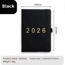 (Black) 2026 Daily Planner One Day One Page Comprehensive Organizer with Monthly