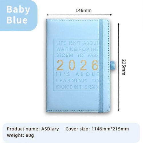(Light blue) 2026 Daily Planner One Day One Page Comprehensive Organizer with Monthly