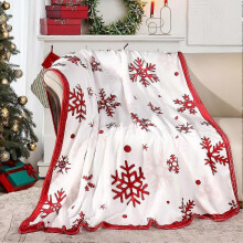 (130*150CM, E) Red Snowflake Blanket Christmas Throw Blanket Winter Holiday Bed Blanket Super