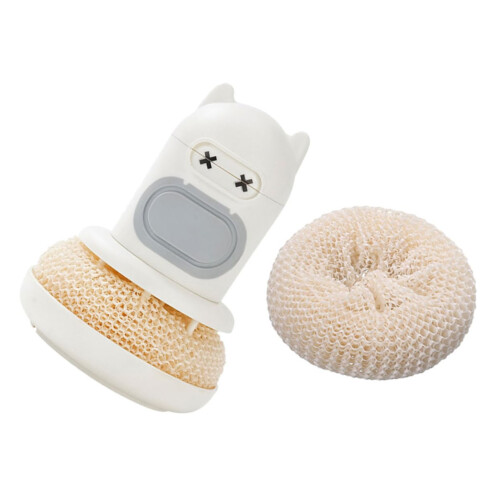 Dish Scrub Brush with Automatic Soap Dispenser, Replaceable Head and Ergonomic Handle for Pots and Pans