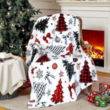 (130*150CM, B) Red Snowflake Blanket Christmas Throw Blanket Winter Holiday Bed Blanket Super