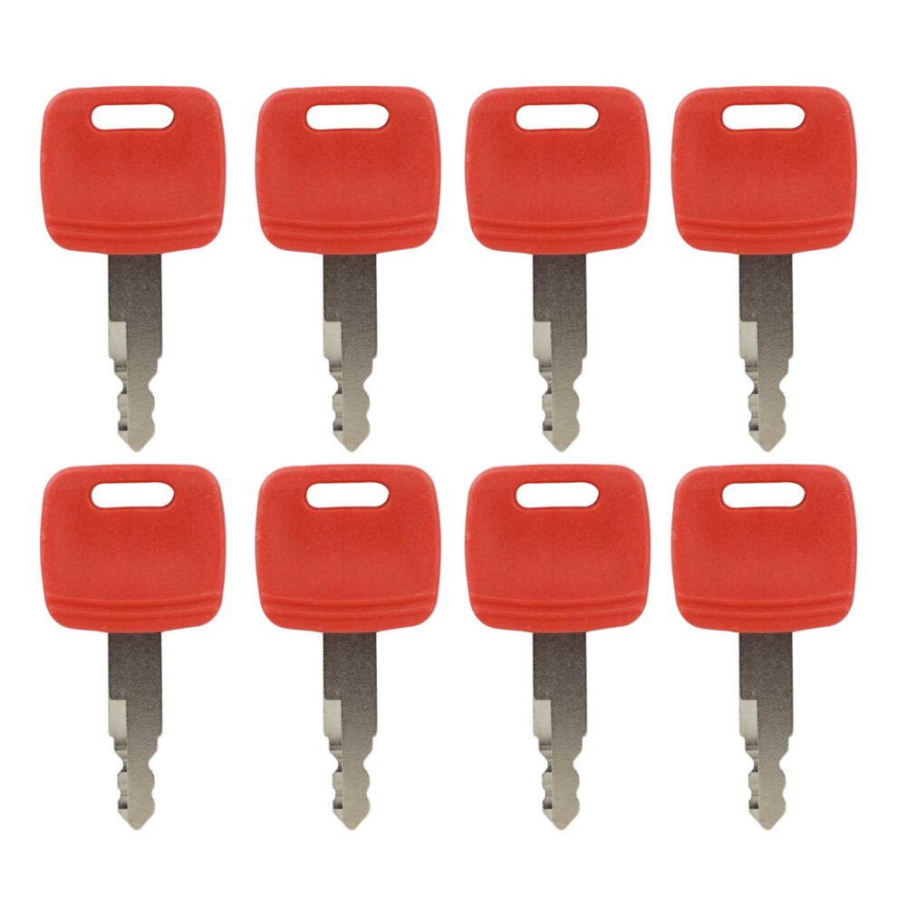 H800 Ignition Key Set 8Pcs Red Head Replacement For John Deere Hitachi Case Excavator Dozer 9351714900713