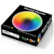 1000 Piece Round Gradient Rainbow Jigsaw Puzzle for Adults, Challenging Design for Stress Relief and Family Fun