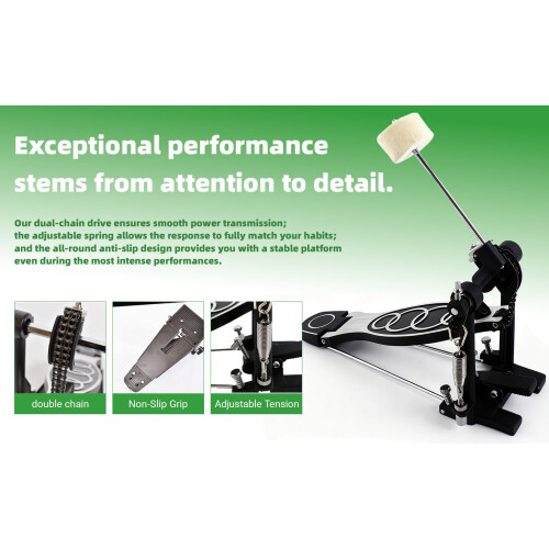 Bass Drum Beater – Durable Kick Drum Pedal Beater with Consistent Kick Response for Practice and Performance 2