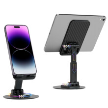 Adjustable 360 Rotating Phone Stand for Desk, Foldable Cell Phone Holder for iPhone 16 15 14 13 Pro Max and iPad 48 Inch