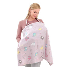 Pink Cotton Nursing Cover for Breastfeeding, Breathable Full Privacy Baby Feeding Wrap for Travel