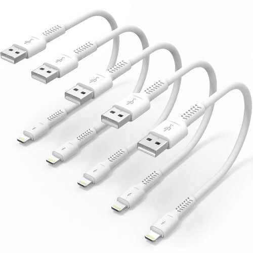6 inch iPhone Charge Cable Short, 0.5ft 5Pack USB to Lightning Cord for Fast
