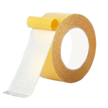 Super Sticky Double Sided Tape 2 Inch Yellow Mesh Fabric Heavy Duty Mounting Tape for Crafts and Repairs