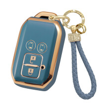 Key Fob Cover TPU Car Key Case for Suzuki Wagon R Swift Jimny Ertiga 4 Button 360 Full Protection with Zinc Alloy Keychain Gray