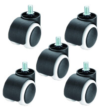 5 Pcs Nylon Office Chair Caster Wheels M10 x 15mm, 2 Inch Swivel Replacement Casters for Hardwood, Laminate and Carpet Floors