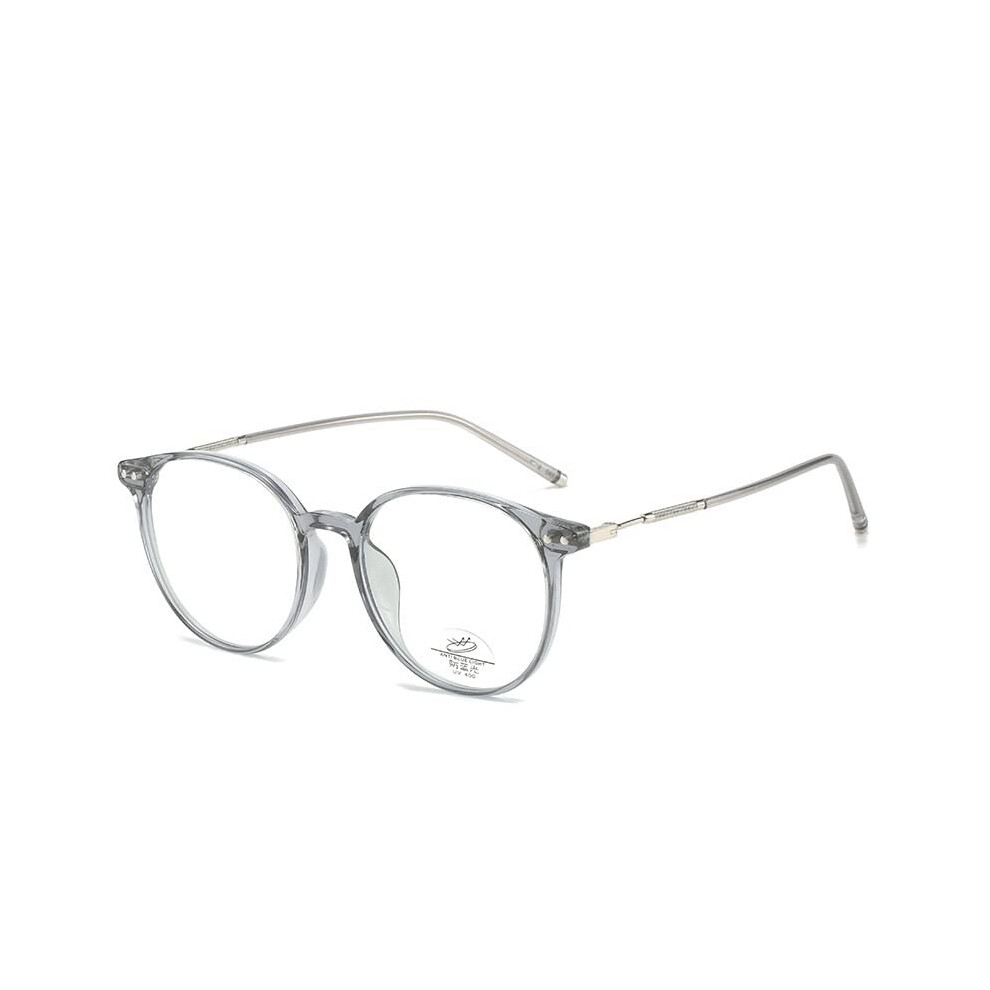 Blue Light Blocking Reading Glasses +1.50 Retro Round Anti UV Computer Readers Light Gray Finish