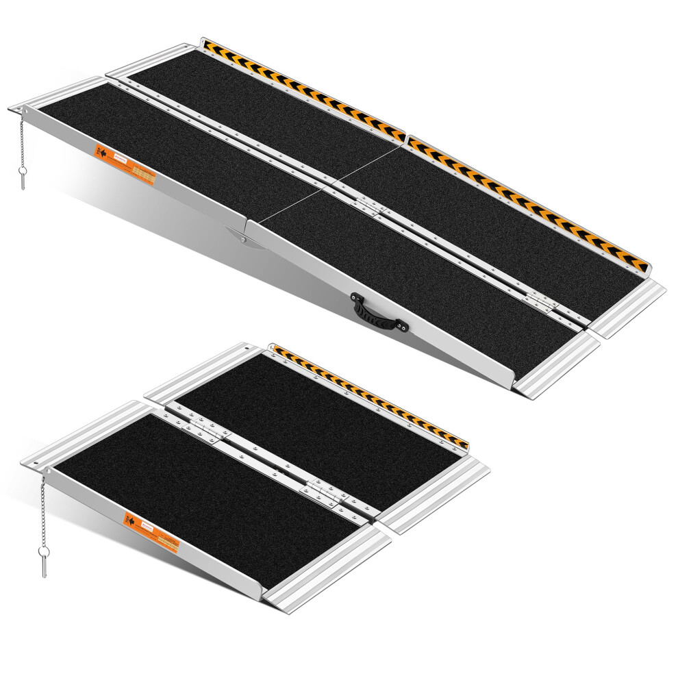 Black Portable Wheelchair Ramp 2Ft And 5Ft, 800Lbs Capacity Folding Ramp For Steps, Doorways, Home And Curbs
