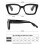 Women's Blue Light Blocking Reading Glasses, Oversized Square Frame, Black +2.00 Magnification 5