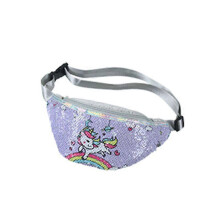 (Purple) Sequin Waist Bag Fanny Pack Children Glitter Cartoon Chest Bag Outdoor Travel