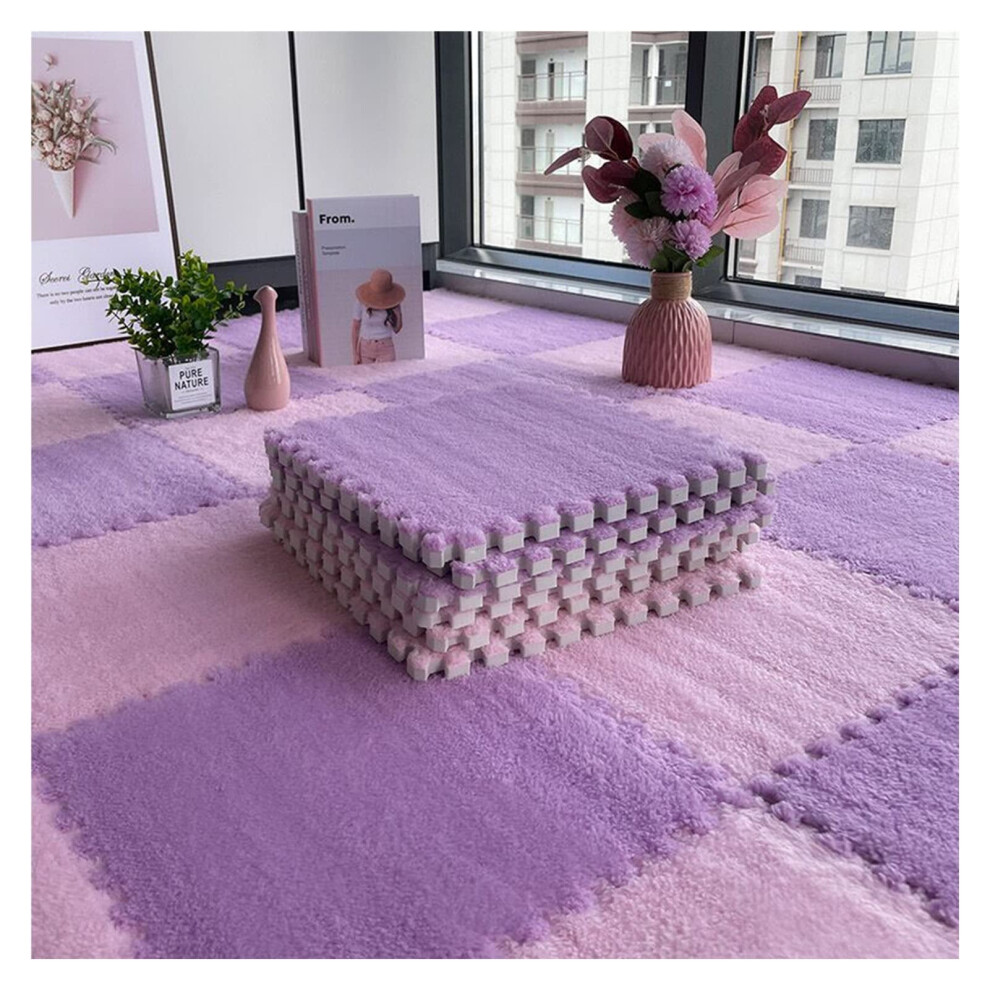 Soft Plush Foam Floor Tiles 30x30cm Interlocking Play Mats for Kids Room Gym with Detachable Borders