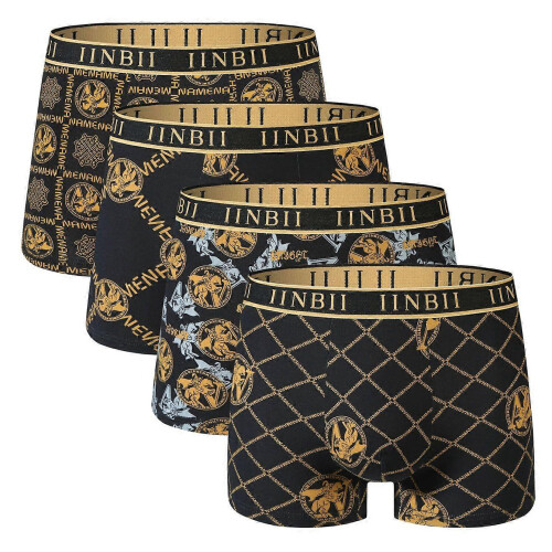 (M 37CM) New men's printed underwear, 4-pack, boxer briefs