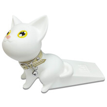 Cute Cat Door Stopper White, NonSlip Decorative Door Wedge for All Floor Surfaces and Wall Protection