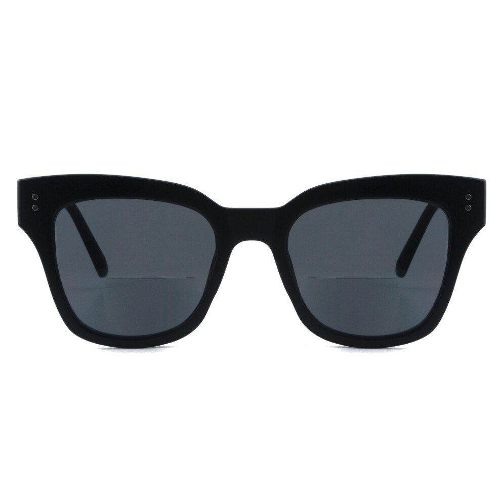 Black Bifocal Reading Sunglasses For Women And Men 1.75X Uv400 Protection Square Readers